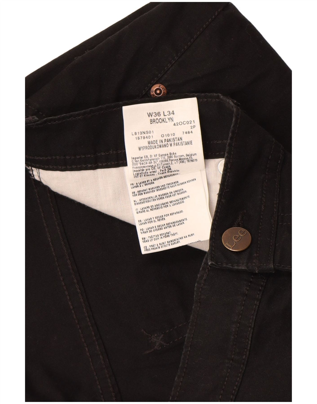 Pantaloni casual dritti da uomo LEE Brooklyn W36 L34 cotone nero