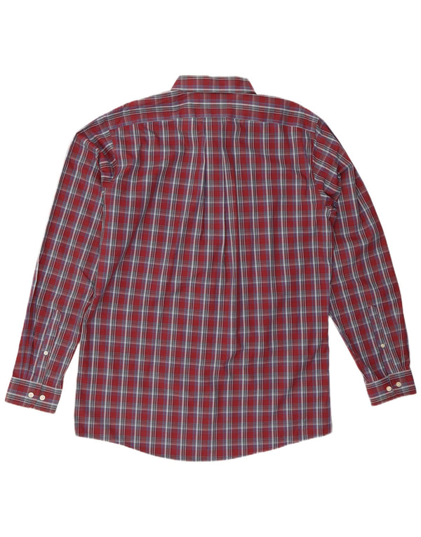 Eddie Bauer Camicia da uomo alta dalla vestibilità classica, grande, in cotone a quadri bordeaux