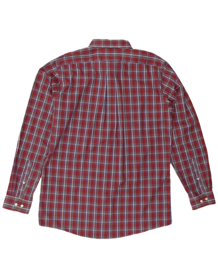 Eddie Bauer Camicia da uomo alta dalla vestibilità classica, grande, in cotone a quadri bordeaux