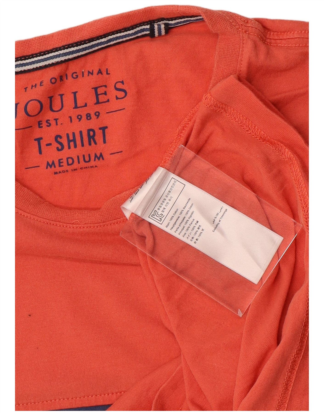 T-shirt da uomo Joules Top in cotone color block arancione medio