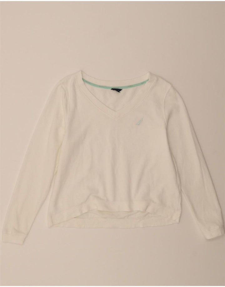 NAUTICA Womens Sweatshirt Jumper UK 10 Small White Cotton Vintage Nautica and Second-Hand Nautica from Messina Hembry 