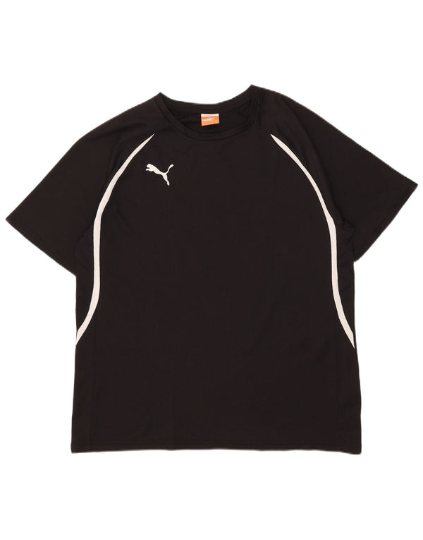 T-shirt grafica da uomo Puma Top in poliestere a righe nere medie
