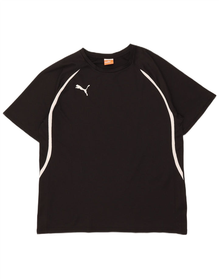 T-shirt grafica da uomo Puma Top in poliestere a righe nere medie