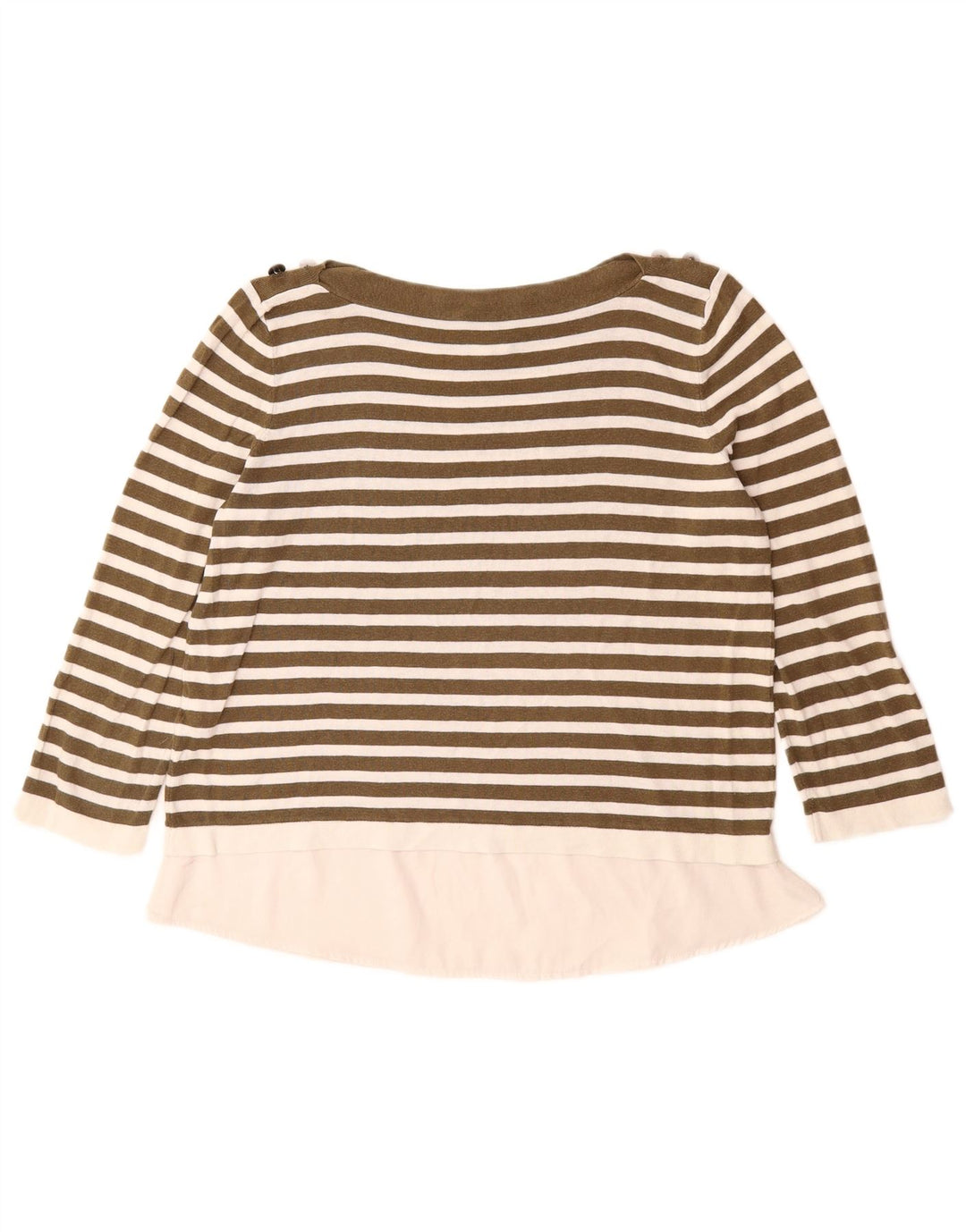 ESPRIT Womens Boat Neck Jumper Sweater UK 10 Small Khaki Striped