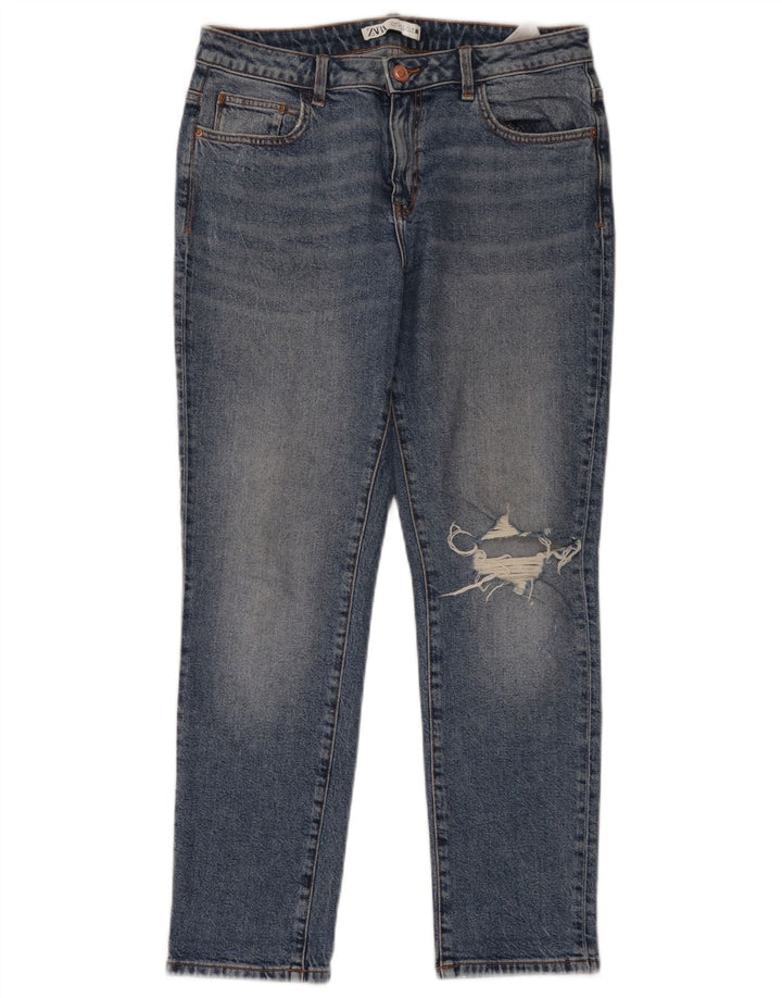 Jeans slim invecchiati da donna Zara EU 40 medio W30 L28 cotone blu