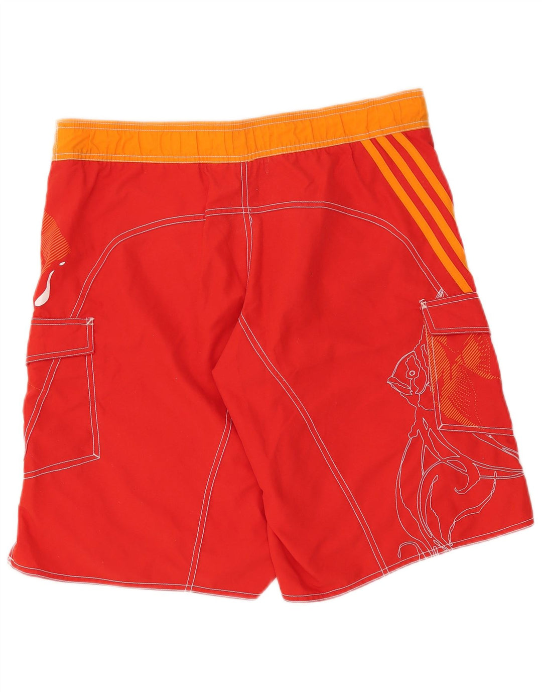 Pantaloncini da bagno grafici da uomo Adidas in poliestere color block rosso medio