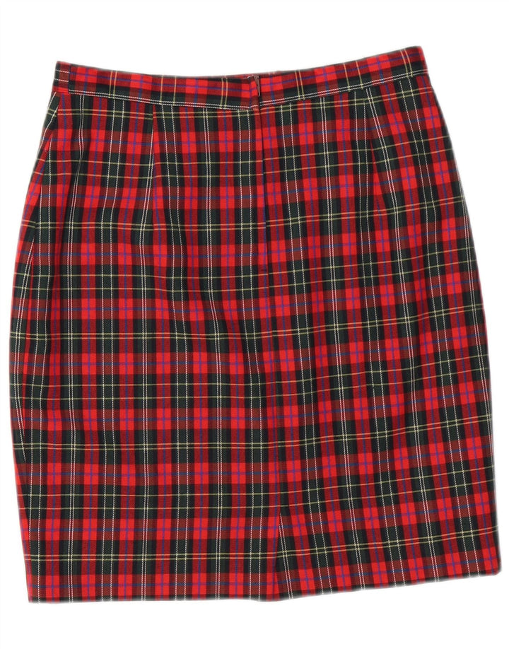 Vintage Womens Pencil Skirt IT 44 Medium W28  Red Check Virgin Wool