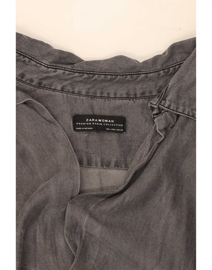 Maglia pullover oversize con maniche a 3/4 Zara da donna UK 16 Large Lyocell grigio