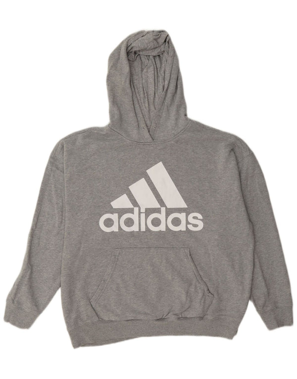 Felpa con cappuccio oversize grafica Adidas da donna UK 12/14 Grigio medio chiazzato