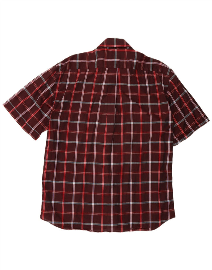 NAVIGARE Camicia a maniche corte da uomo XL in cotone a quadri bordeaux