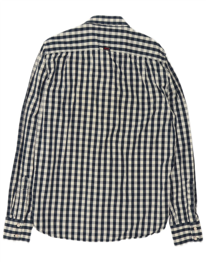 Camicia da uomo Superdry Large in cotone a quadretti blu navy