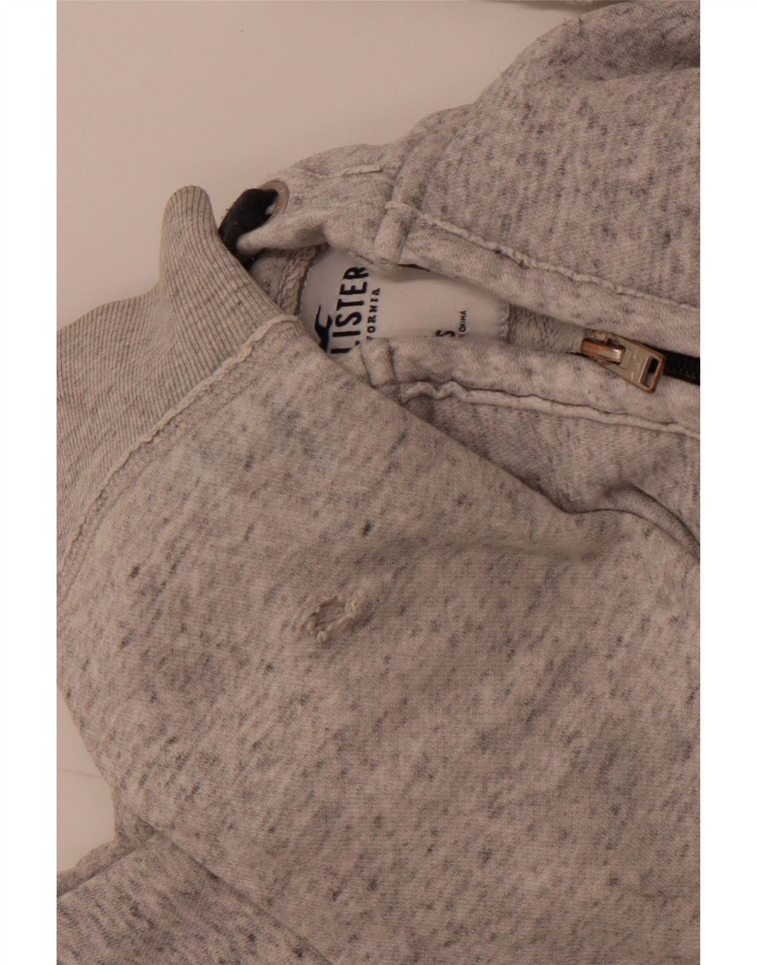 Maglione con cappuccio e zip da uomo HOLLISTER piccolo in cotone chiazzato grigio