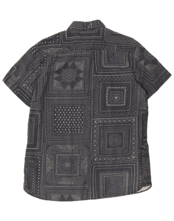Camicia a maniche corte da uomo John Lewis in cotone geometrico grigio medio