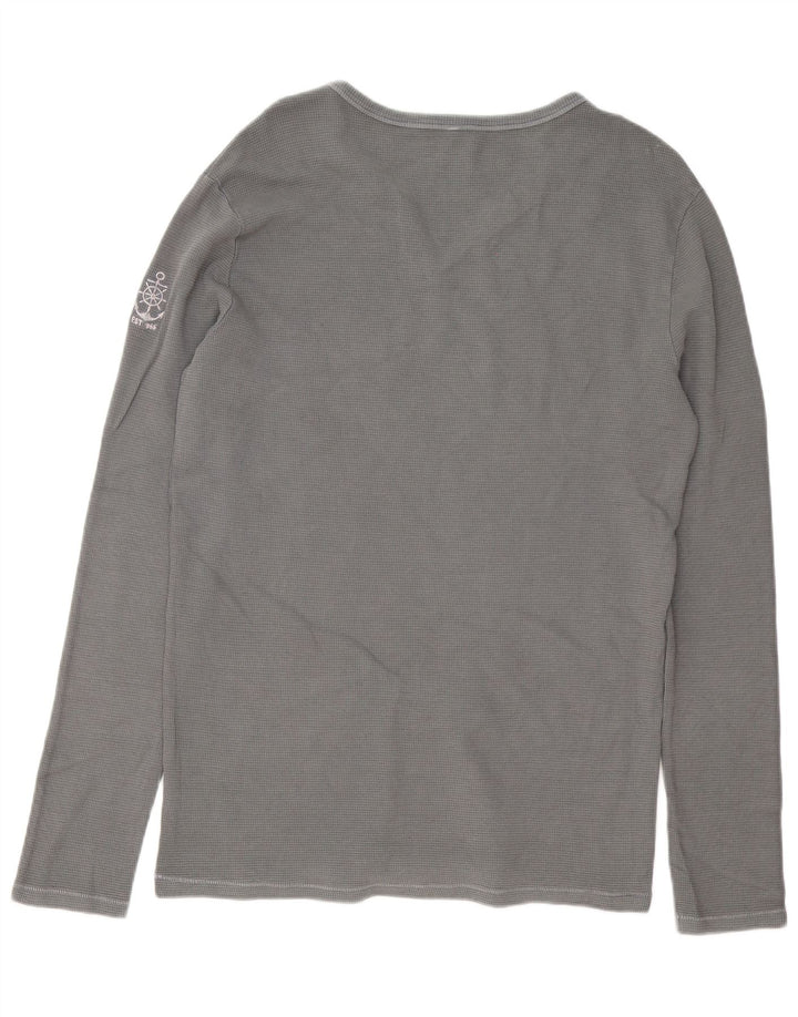 Top Benetton Uomo Manica Lunga Large Grigio Cotone
