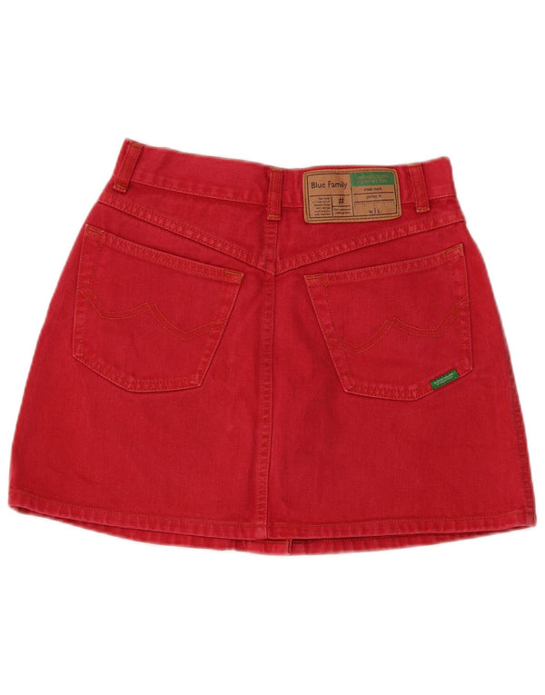 Minigonna in denim da donna Benetton IT 44 media W26 in cotone rosso