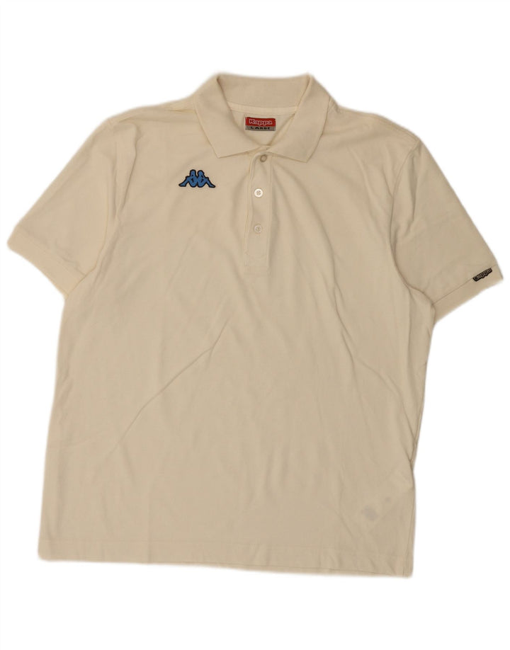 Polo Kappa Uomo Large Bianca In Cotone