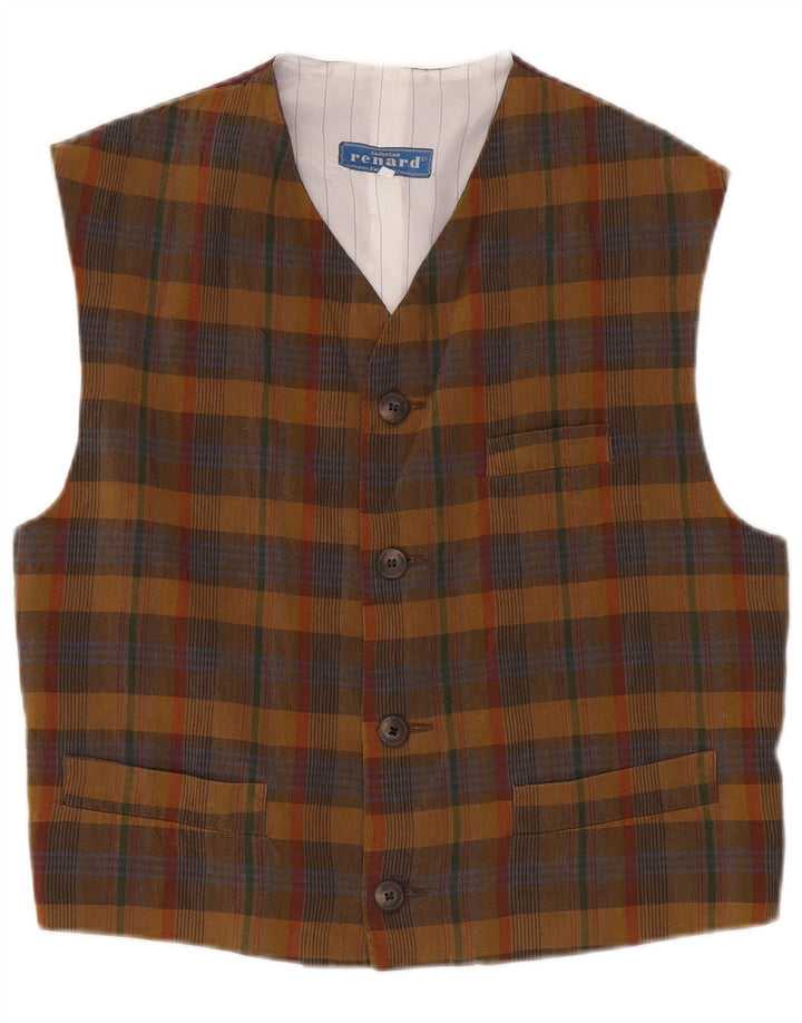 Gilet da uomo Renard grande in lino a quadri multicolore