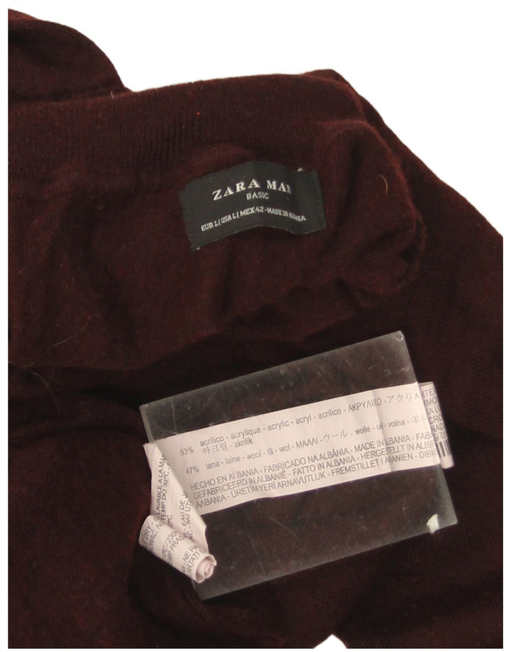 Maglione maglione collo alto da uomo Zara grande acrilico bordeaux