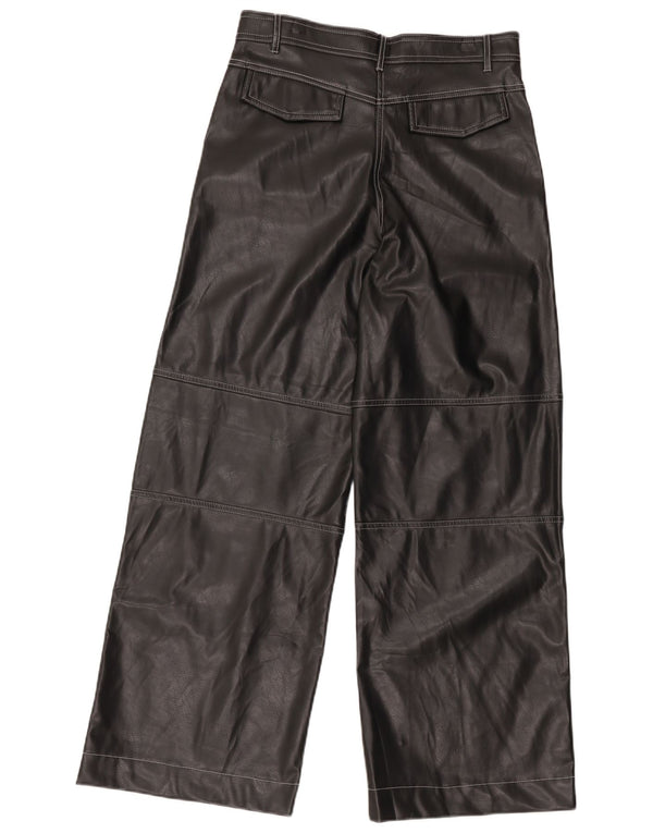 Pantaloni Zara da donna a gamba larga in ecopelle medi W30 L31 neri