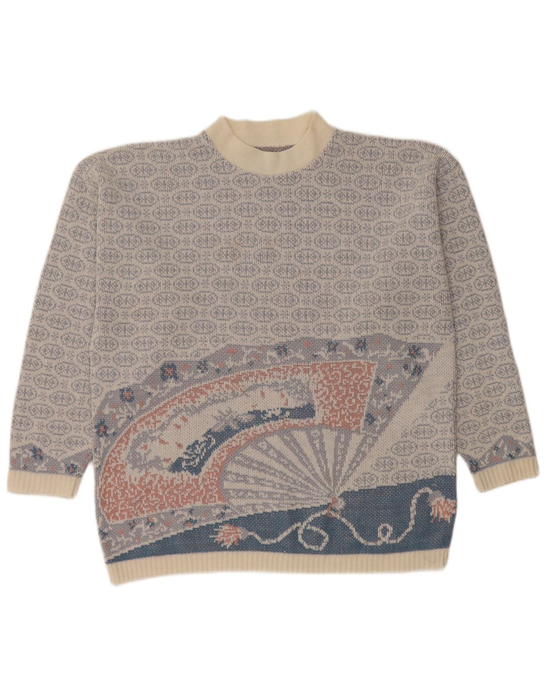 Maglione maglione girocollo da uomo vintage blu medio Fair Isle