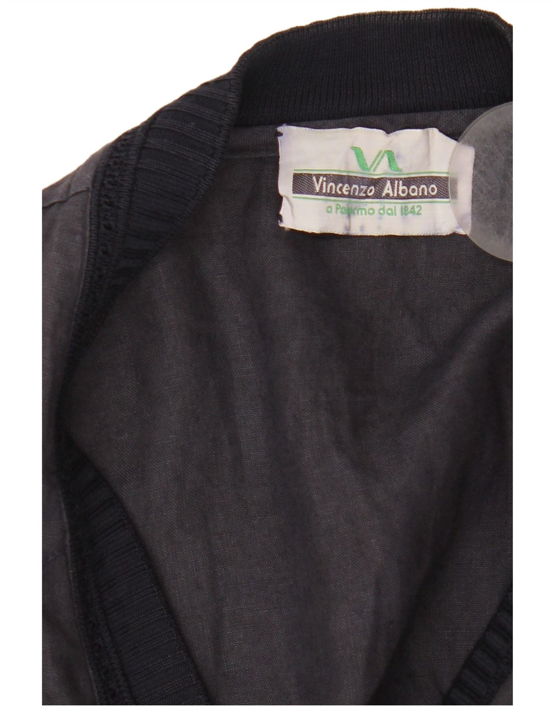 Giubbotto bomber vintage da uomo UK 40 grande lino a righe blu navy