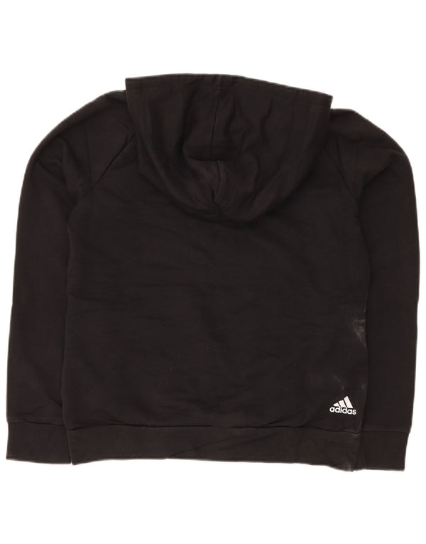 Felpa con cappuccio grafica da donna Adidas UK 12/14 cotone nero medio