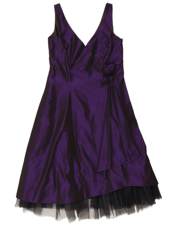 Abito a trapezio senza maniche da donna Debut UK 12 Acetato viola medio
