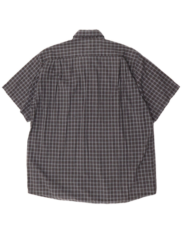 Camicia a maniche corte da uomo Camel Active XL in cotone a quadri grigi