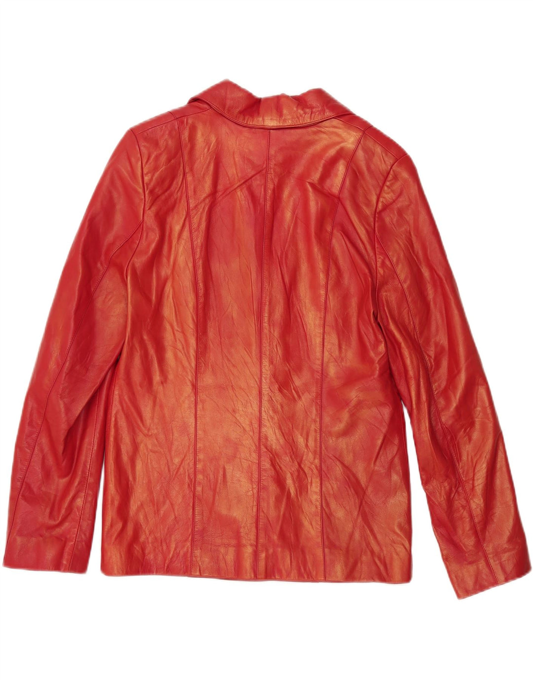 Giacca blazer in pelle vintage da donna a 3 bottoni EU 40 in pelle rossa media