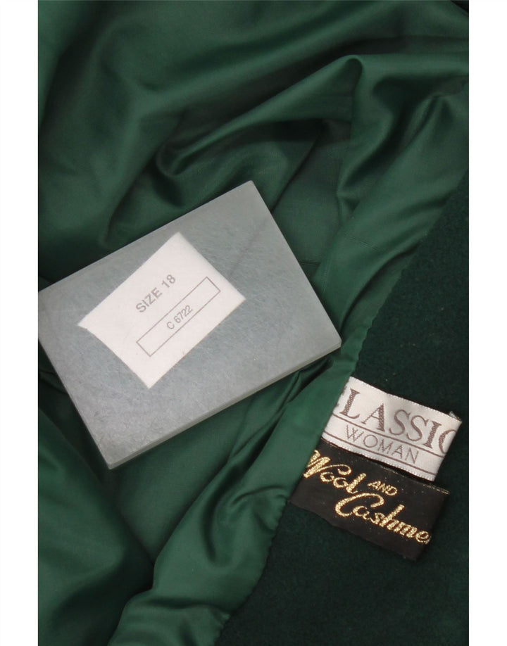 Giacca blazer doppiopetto vintage da donna UK 18 XL in lana verde