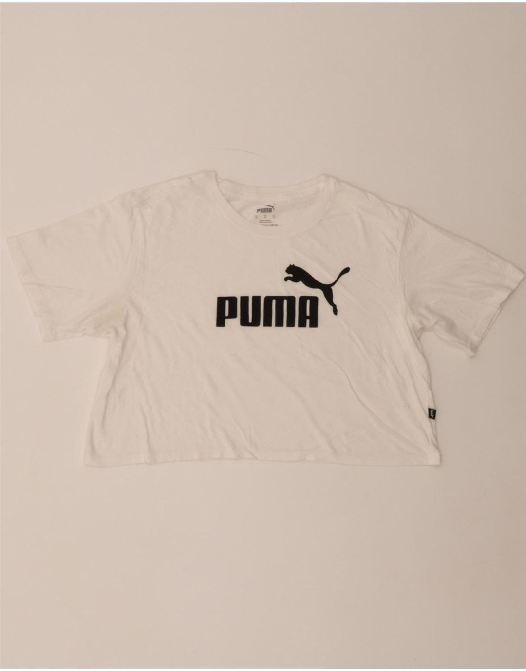 PUMA Womens Crop Graphic T-Shirt Top UK 14 Medium White Vintage Puma and Second-Hand Puma from Messina Hembry 