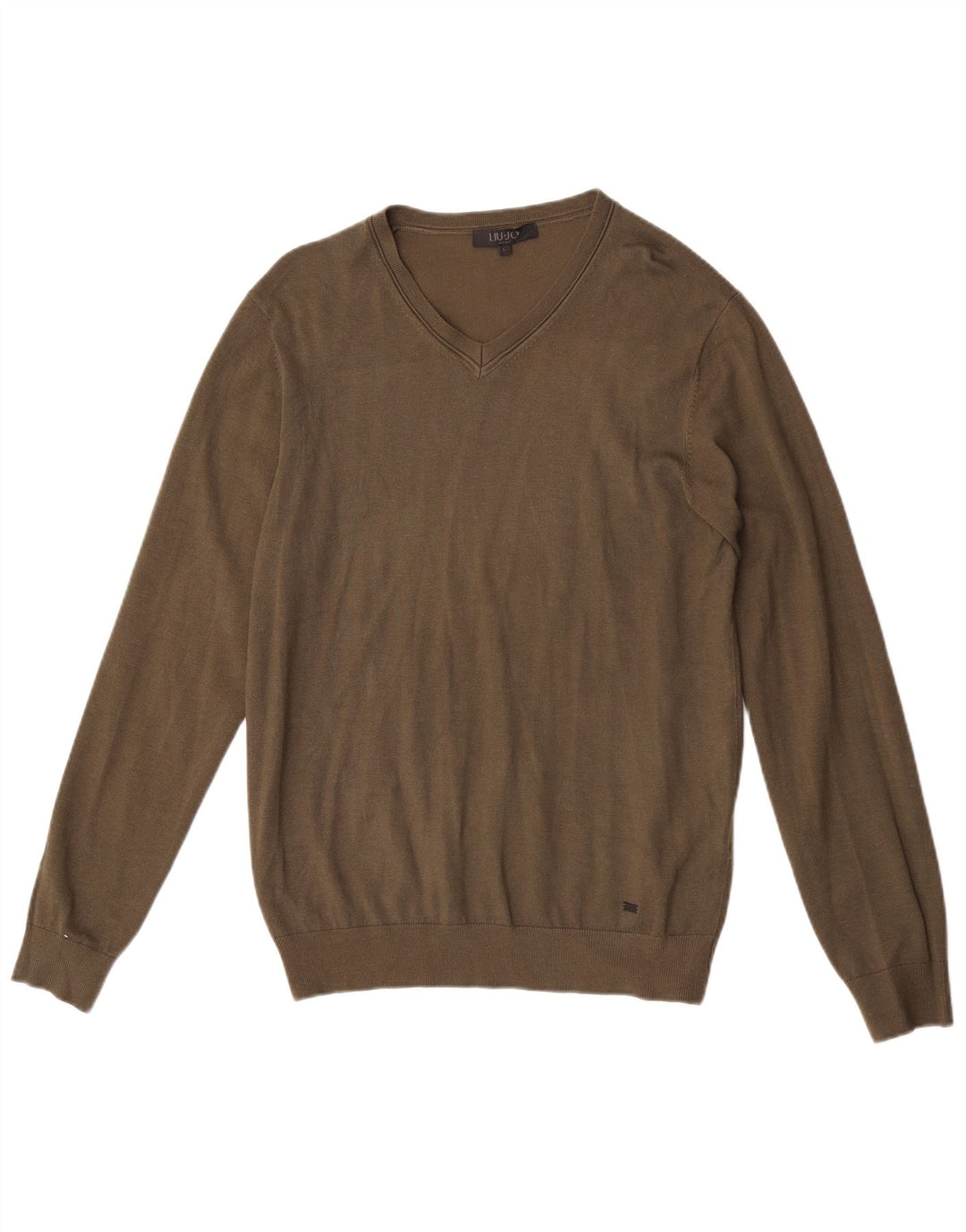 Maglione Liu Jo da uomo con scollo a V grande in viscosa kaki
