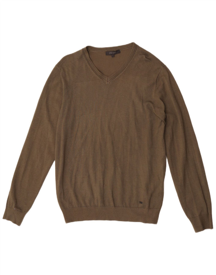 Maglione Liu Jo da uomo con scollo a V grande in viscosa kaki