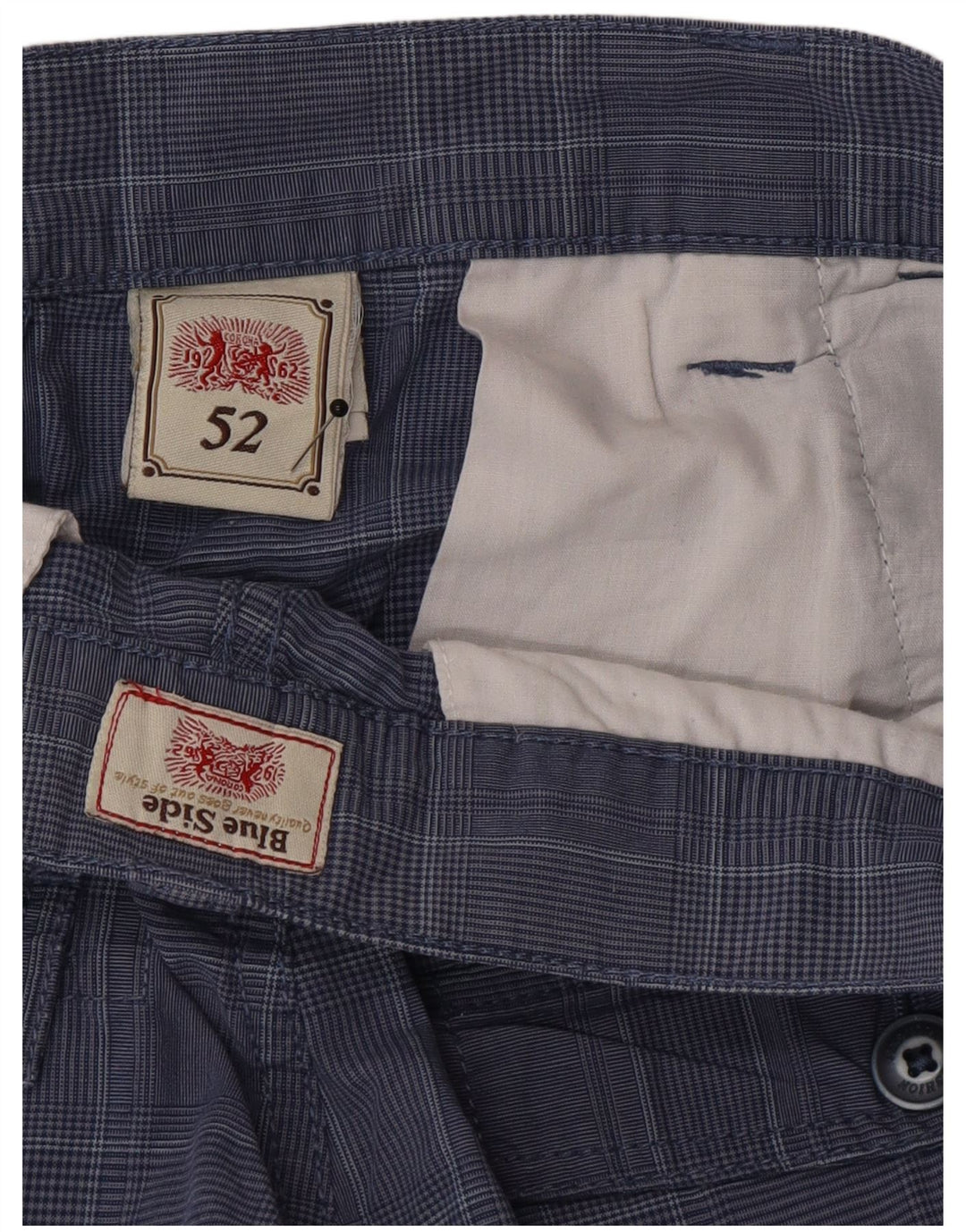 Pantaloncini cargo da uomo lato blu IT 52 XL W36 cotone a quadri blu