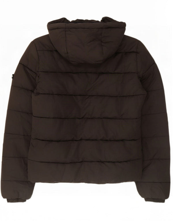 Giacca imbottita con cappuccio da donna Superdry UK 14 grande poliestere nero