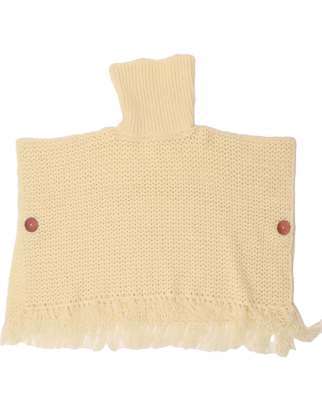 VINTAGE Womens Roll Neck Poncho Jumper One Size Beige Vintage Vintage and Second-Hand Vintage from Messina Hembry 