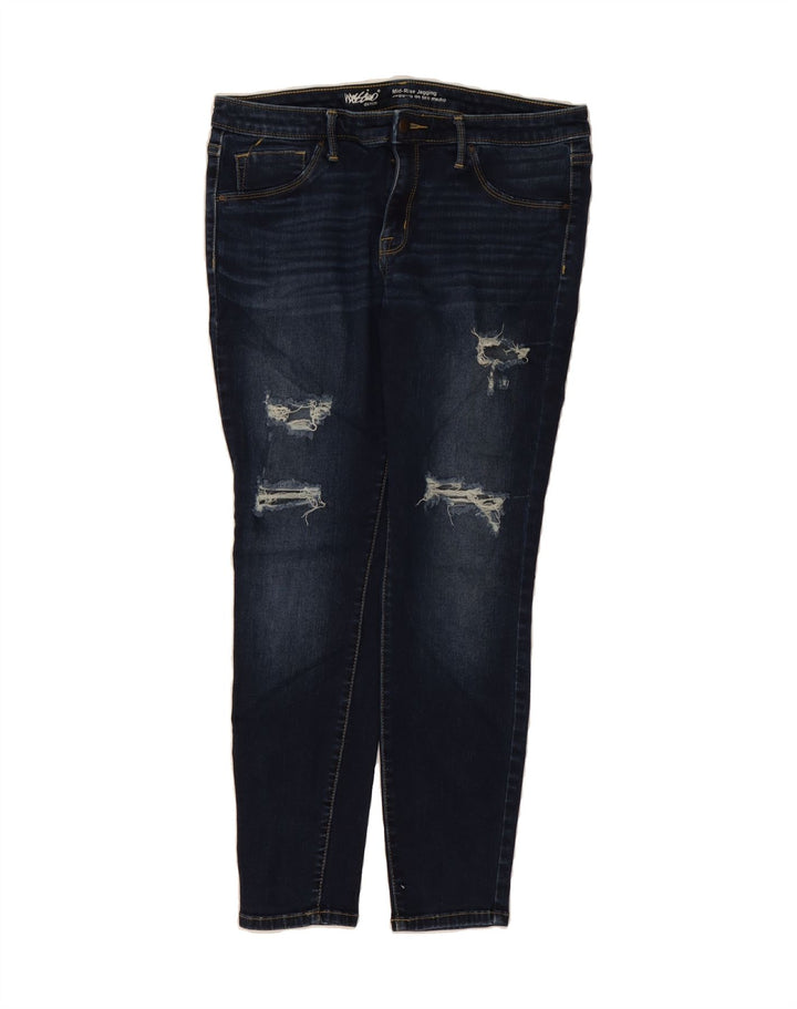 MOSSIMO Womens Distressed Jegging Jeans US 14 XL W38 L28 Navy Blue Vintage Mossimo and Second-Hand Mossimo from Messina Hembry 
