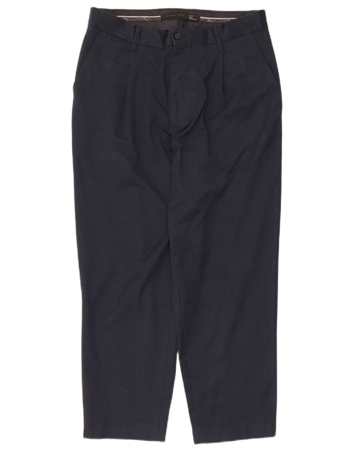 Pantaloni corti da uomo Zara EU 38 Small W30 L25 poliestere blu navy