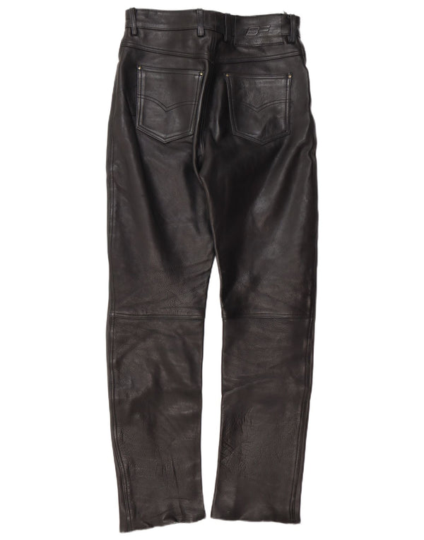 Pantaloni dritti in pelle vintage da uomo W31 L31 neri