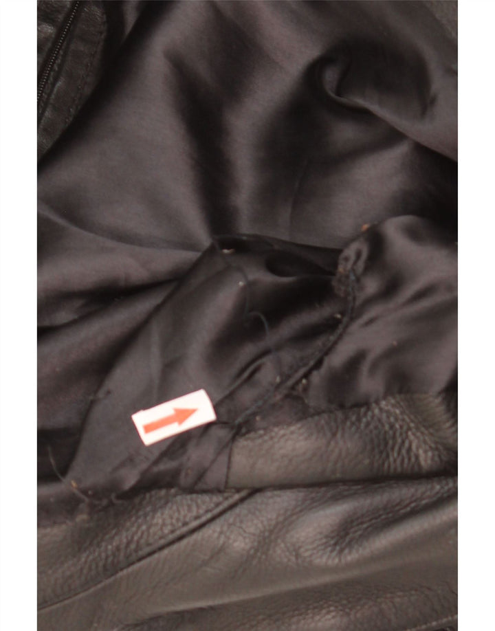 Giacca in pelle da motociclista vintage da uomo UK 38 in pelle nera media