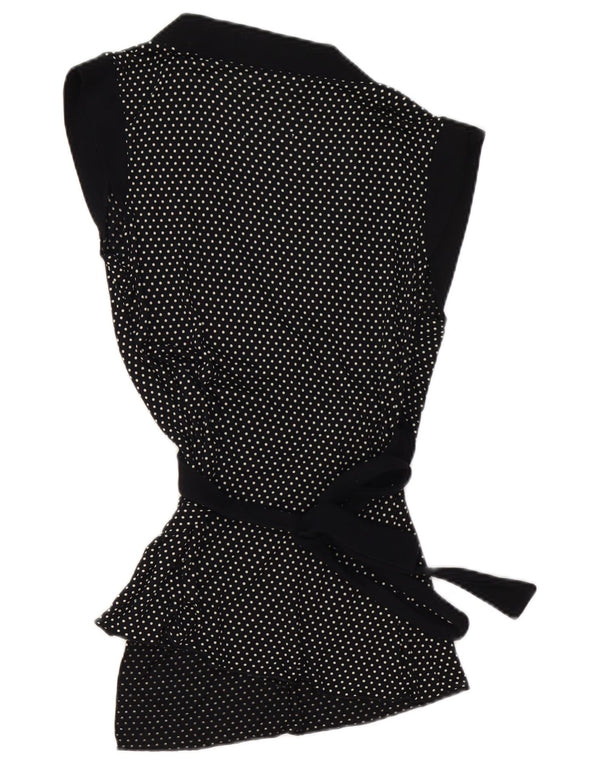 KOOKAI Cardigan senza maniche avvolgente da donna Top US 3 piccolo pois nero