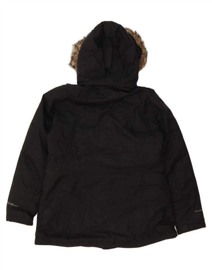 EDDIE BAUER Womens Hooded Windbreaker Jacket UK 16 Large Black Polyester Vintage Eddie Bauer and Second-Hand Eddie Bauer from Messina Hembry 