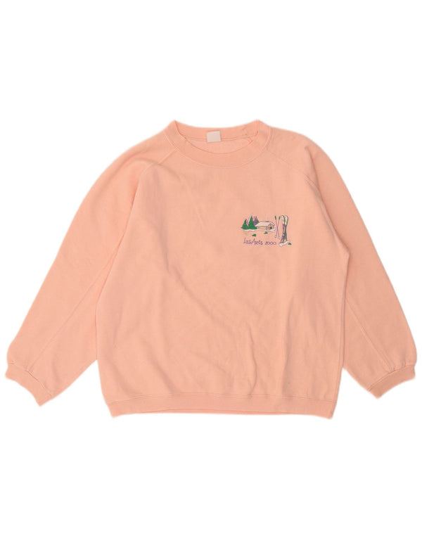 Felpa da donna vintage maglione UK 14 rosa medio