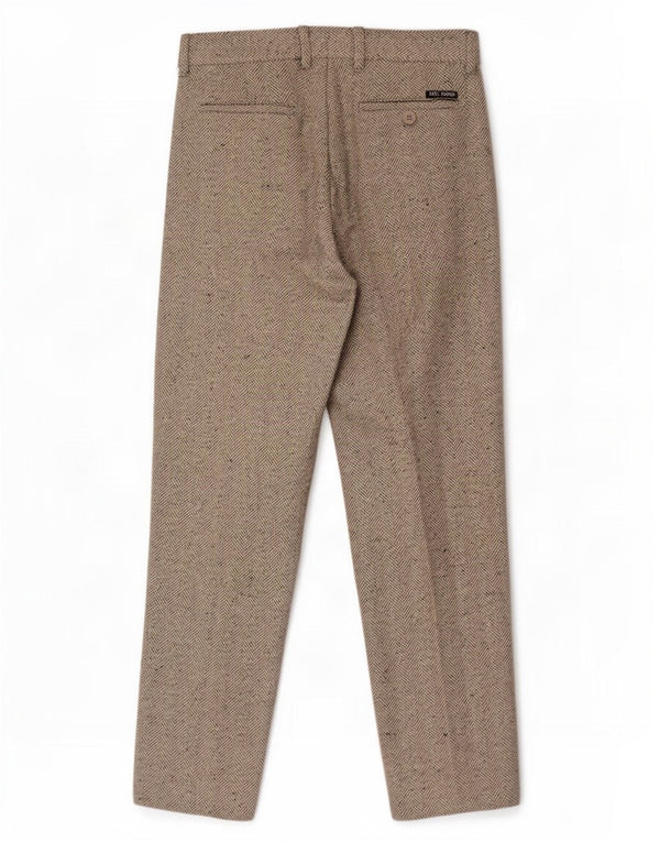 Pantaloni chino dritti da uomo vintage W30 L30 in lana a spina di pesce grigia