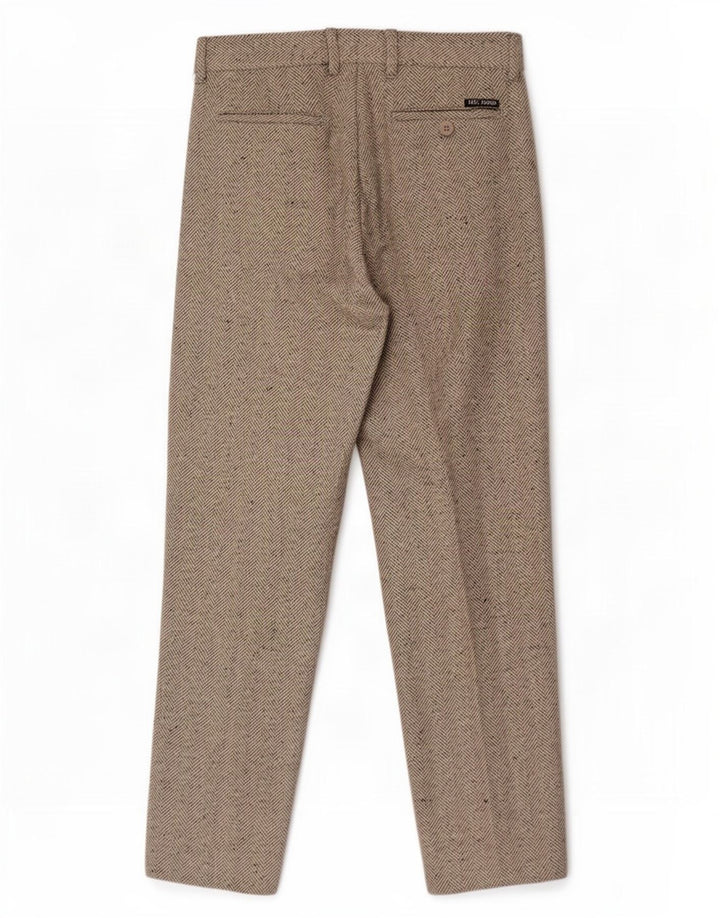 Pantaloni chino dritti da uomo vintage W30 L30 in lana a spina di pesce grigia