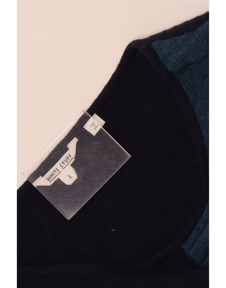 Maglione poncho da donna White Stuff UK 16 Large Blu Navy Colorblock