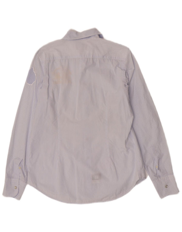 Camicia da uomo con vestibilità regolare grafica La Martina in cotone a righe blu medio