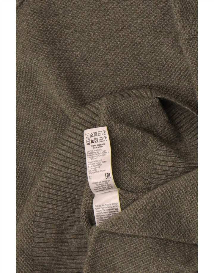 Maglione maglione a collo alto da donna Marks & Spencer UK 10 piccolo kaki