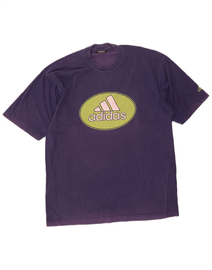 T-shirt grafica da uomo Adidas Top in cotone blu navy medio