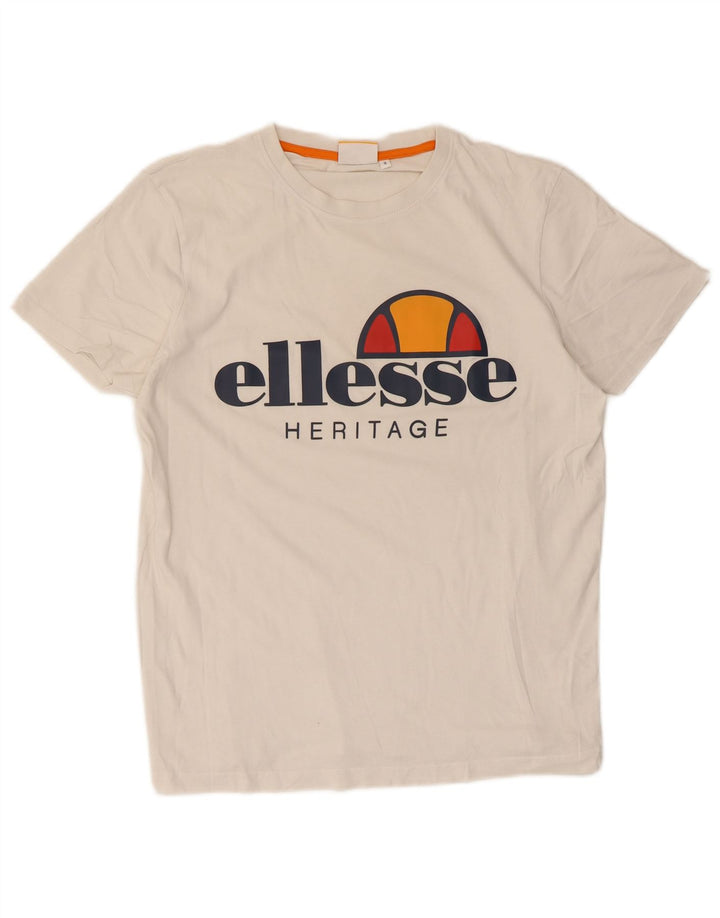 T-shirt grafica da uomo Ellesse Heritage Top piccola in cotone bianco